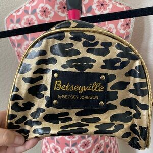 Betsey Johnson Gold and Black Cosmetic Bag